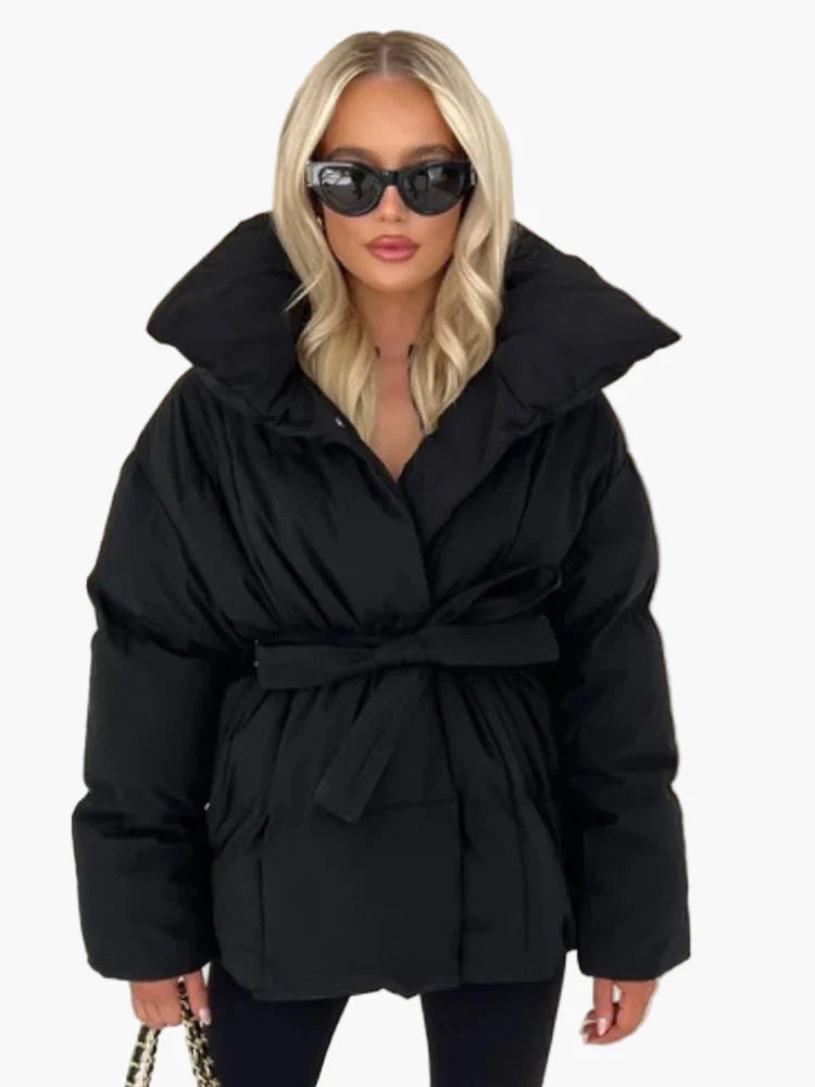 Damen Winter Steppjacke mit Gürtel – Modische, warme Jacke für Alltag & City