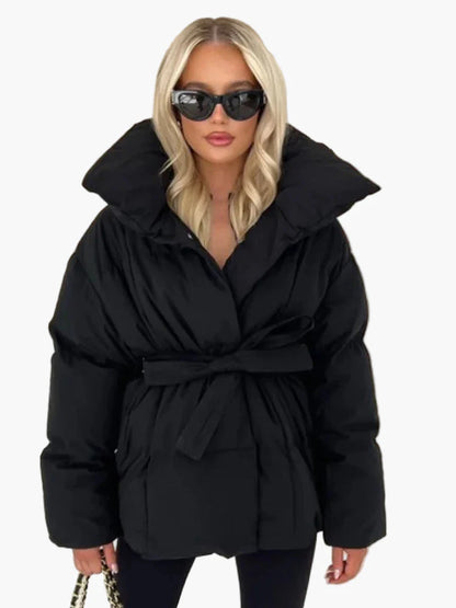 Damen Winter Steppjacke mit Gürtel – Modische, warme Jacke für Alltag & City