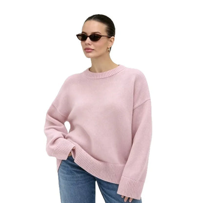 Women's Oversized Loose-Fit Crew-Neck Knit Sweater