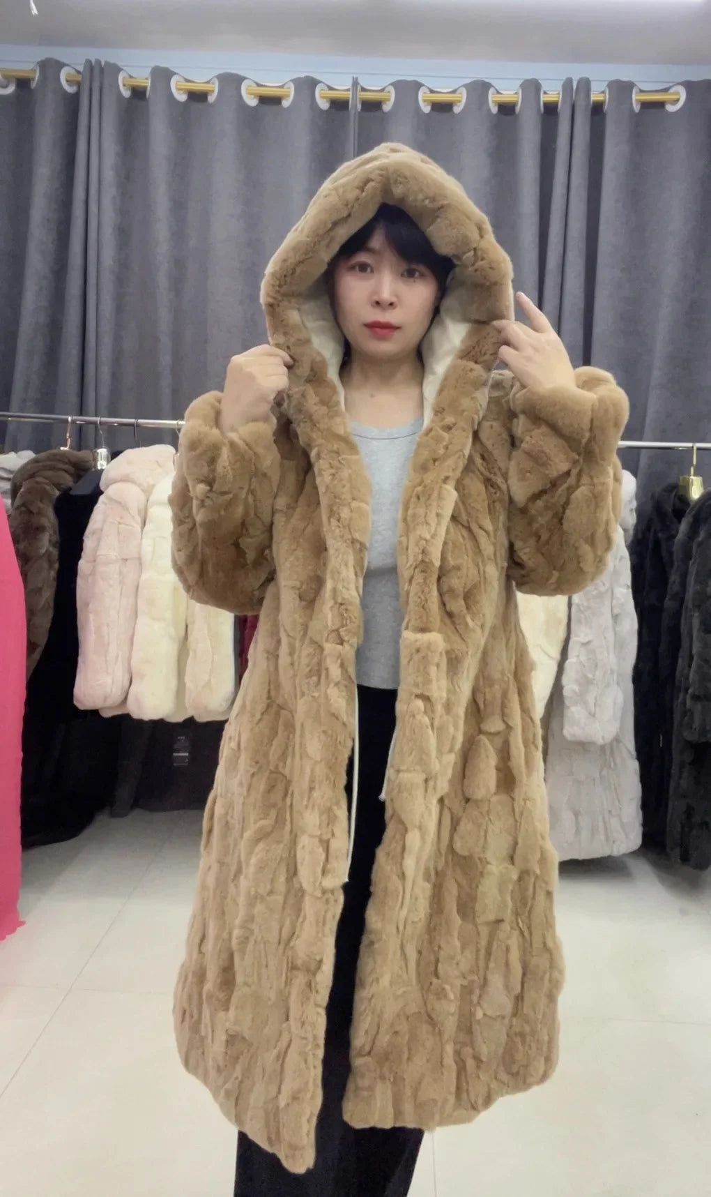 Women's hooded coat made of soft material