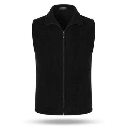 Unisex fleece vest with stand-up collar and zipper