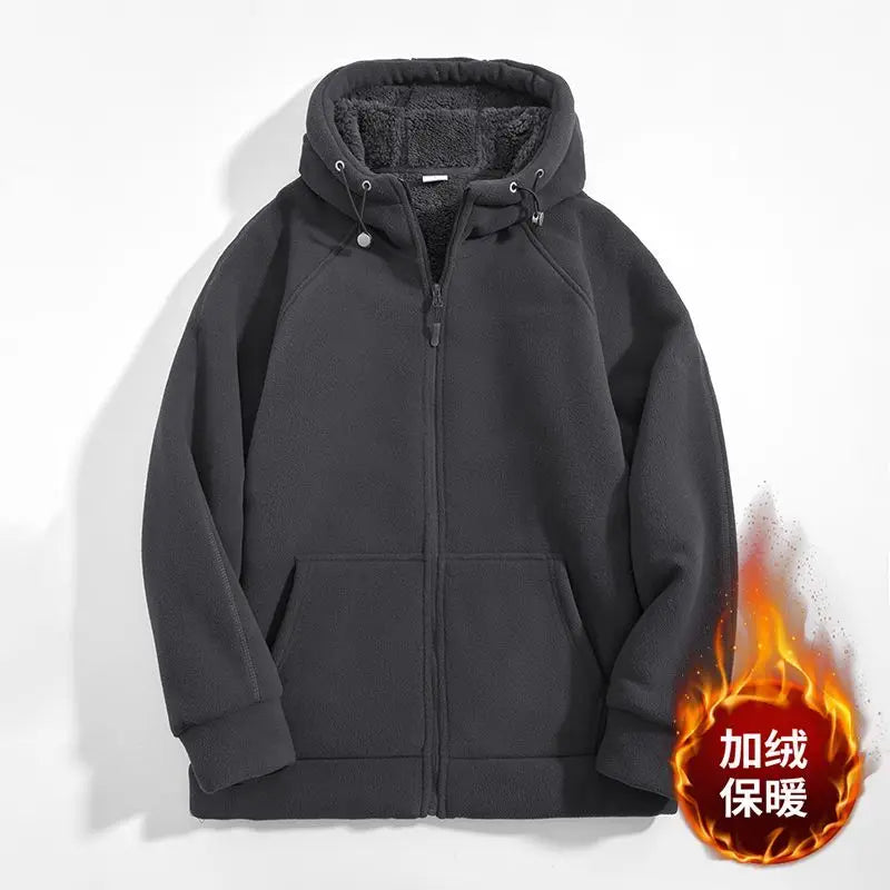 Unisex Kapuzenjacke mit Reißverschluss, Fleece-gefüttert, Winter