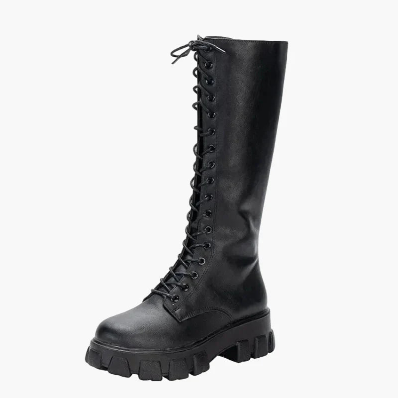 Women's lace-up boots with platform – Fashionable high combat boots for everyday and leisure use