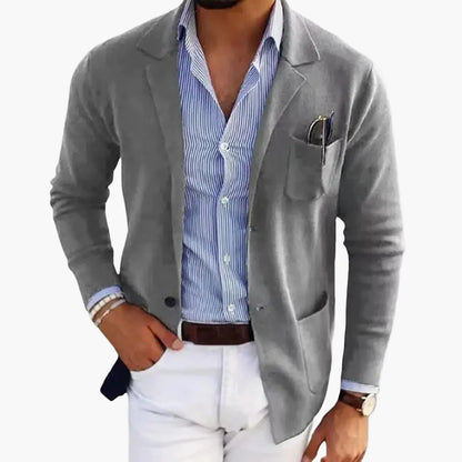 Men's Blazer Modern Single-Breasted Business Casual Jacket with Lapel and Pockets