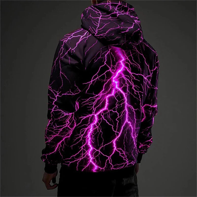 Hoodie mit Blitzmuster Lila Kapuzenpullover Unisex