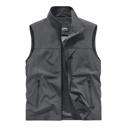 Herren Outdoor Weste mit Stehkragen - Winddichte Freizeit Jacke ohne Ärmel