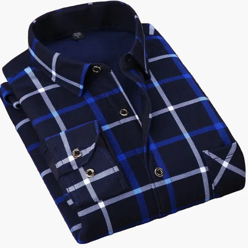 Men's Casual Flannel Shirt Checked Long Sleeve – Modern Outdoor & Business Casual Shirt