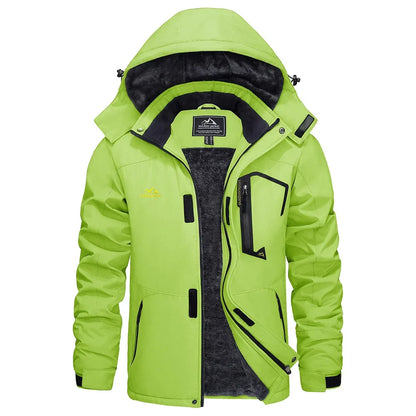 Men's outdoor jacket with hood and faux-fur lining - weatherproof and warm