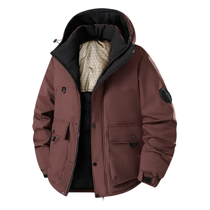 Herren Winterjacke mit Kapuze und Taschen, gepolstert