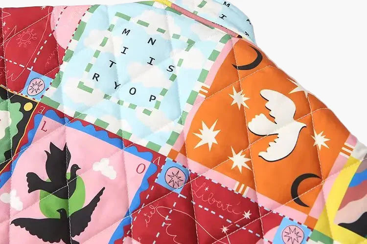 Damen Patchwork Vintage Bomberjacke – Modische Freizeitjacke im Retro-Stil