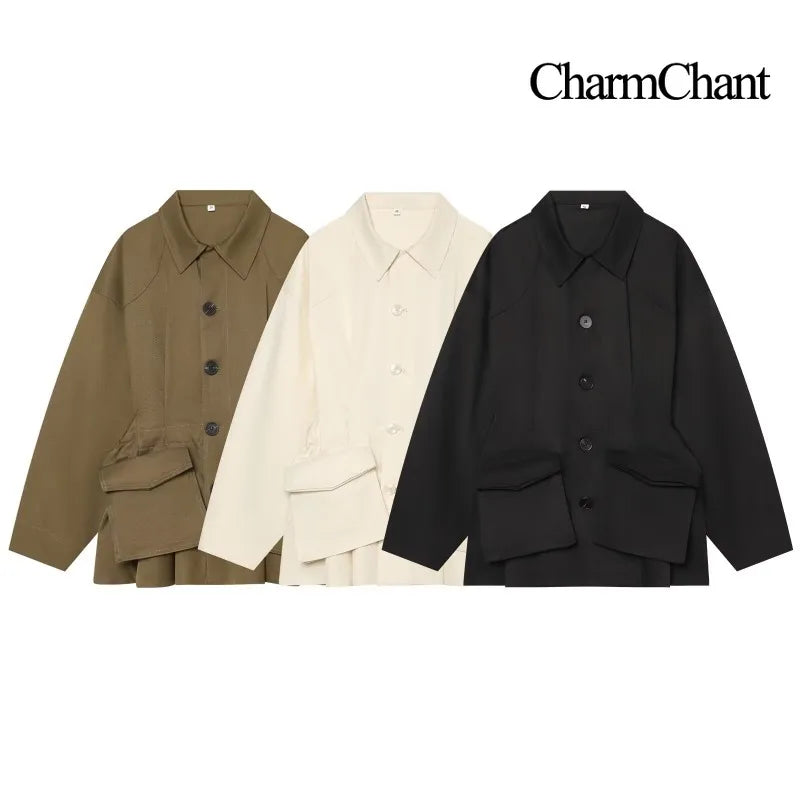 Loose-fit shirt jacket with collar and patch pockets