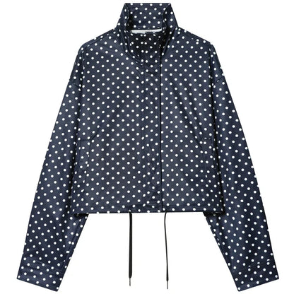 Kurze Damen Tupfen Jacke mit Stehkragen