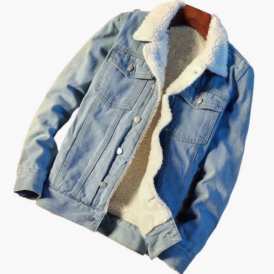 Herren Freizeitjacke mit Lammfellimitat-Kragen – Modische Übergangsjacke für Alltag und Freizeit