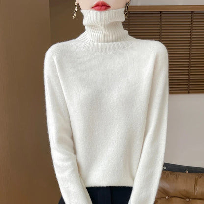 Damen Rollkragenpullover Strickpullover Weich Schlicht Langarm