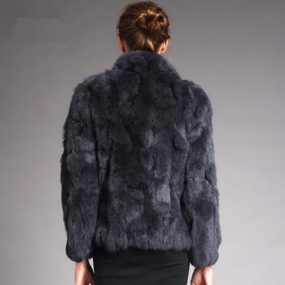 Women's short jacket with stand collar and long sleeves