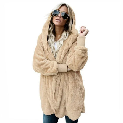 Damen Kuschelige Strickjacke Offen Flauschige Jacke Langarm