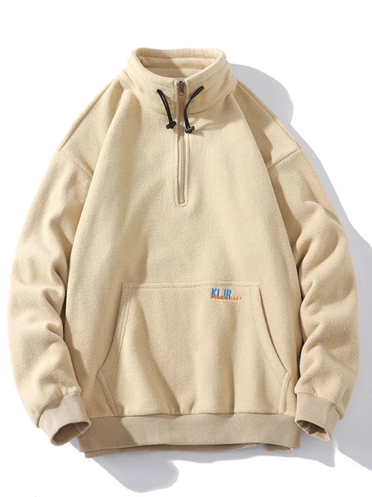 Unisex Fleecejacke mit Stehkragen und Reißverschluss
