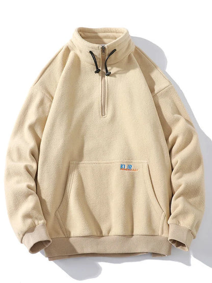 Unisex Fleecejacke mit Stehkragen und Reißverschluss