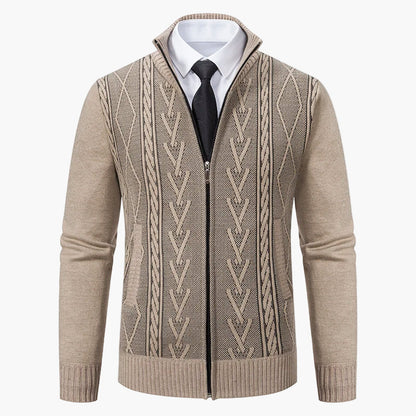 Men's knitted cardigan with zipper – fashionable business cardigan for stylish occasions
