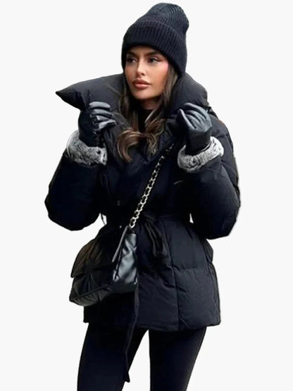 Damen Winter Steppjacke mit Gürtel – Modische, warme Jacke für Alltag & City