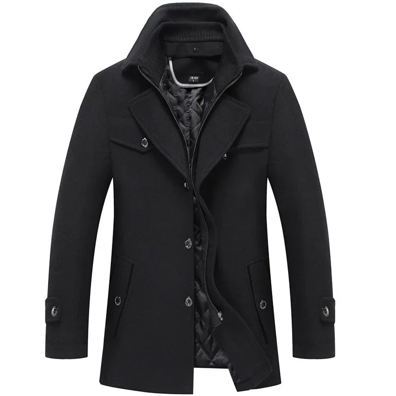 Men's Winter Coat Classic Modern – Elegant Casual and Business Coat with Stand-up Collar