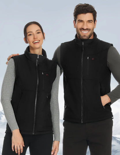 Black heated vest for women and men with stand-up collar
