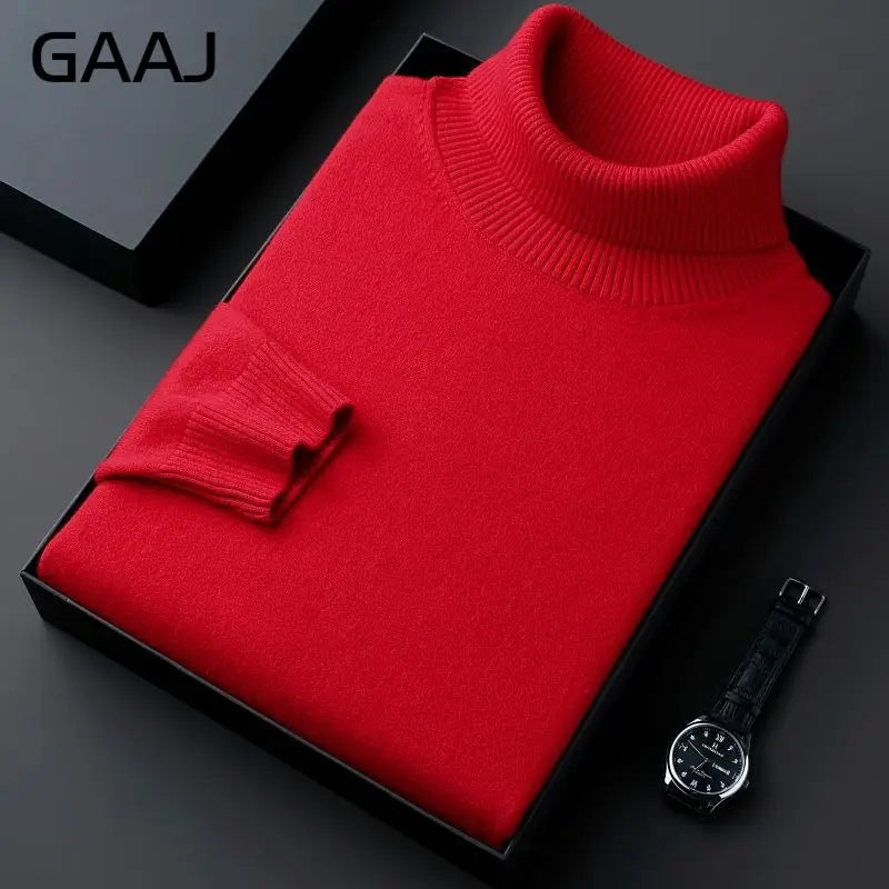 Men's turtleneck sweater long sleeve fine-knit sweater