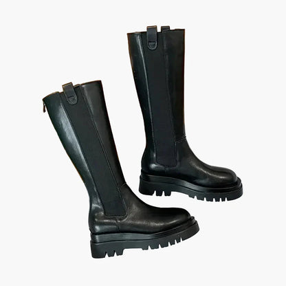 Damen Stiefel mit hohem Schaft und Profilsohle – Modische Alltagsschuhe für Herbst und Winter