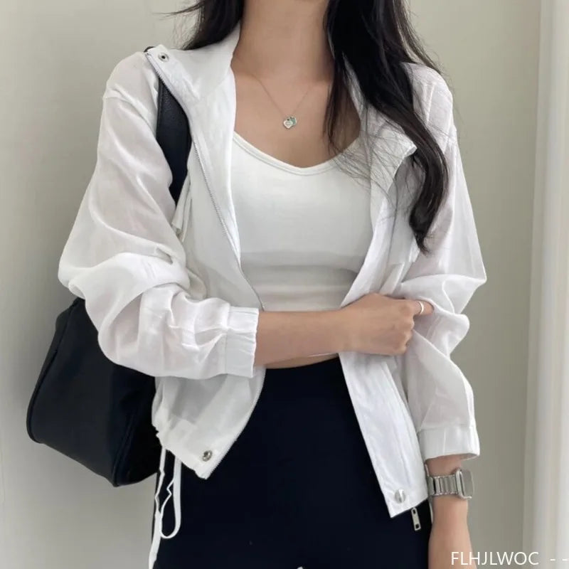 Damen Leichte Jacke Beige Kragen Kurzarm