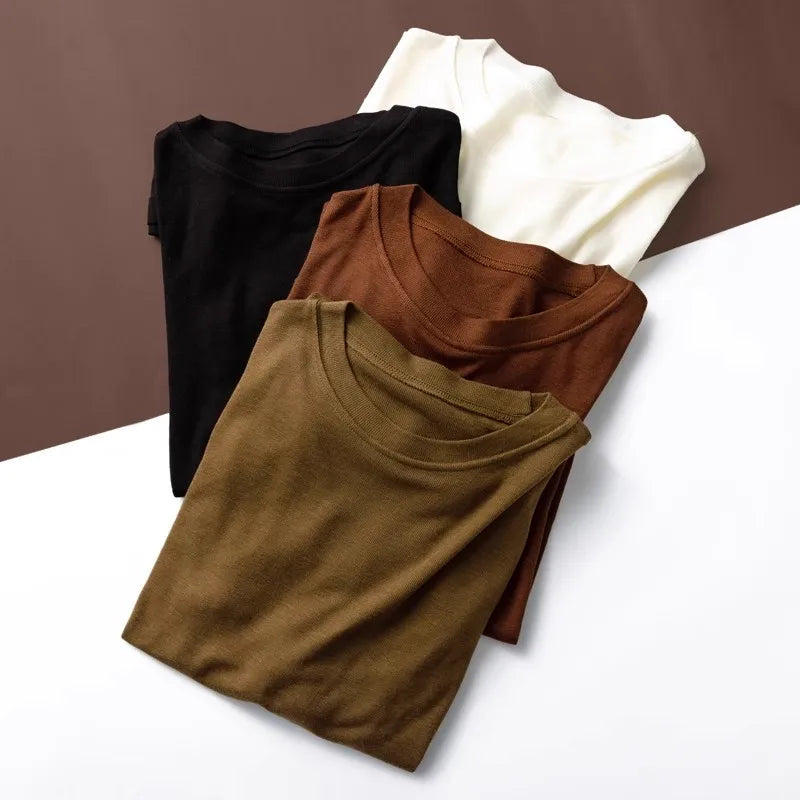 Women's Crew Neck Turtleneck Basic Slim-Fit Long-Sleeve Top
