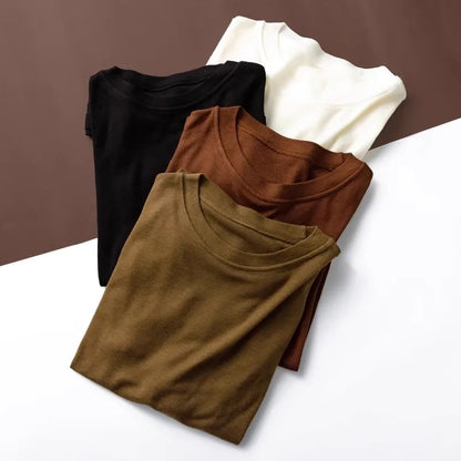 Women's Crew Neck Turtleneck Basic Slim-Fit Long-Sleeve Top