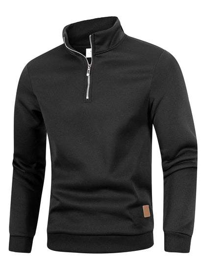 Men's half-zip pullover, stand-up collar, sweatshirt, long sleeve
