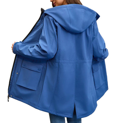 Damen Übergangsjacke Kapuzenjacke Windbreaker mit Taschen