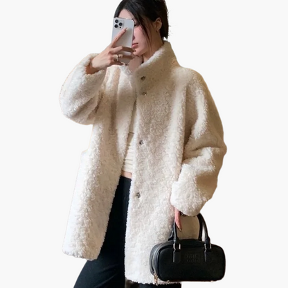 Damen Winter Trend Oversize Kuscheljacke – Modische Freizeitjacke für kalte Tage