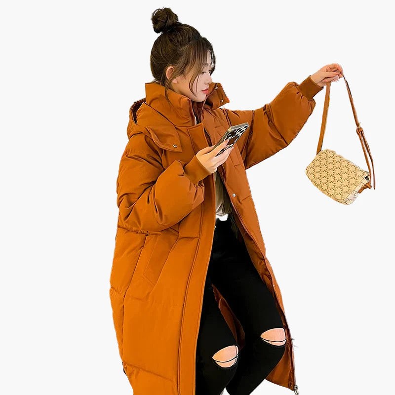 Damen Winter Daunen-Steppmantel Oversized Langer Puffermantel mit Kapuze – Perfekt für kalte Tage