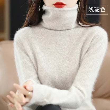 Women's turtleneck sweater with long sleeves - Soft knitted sweater for women