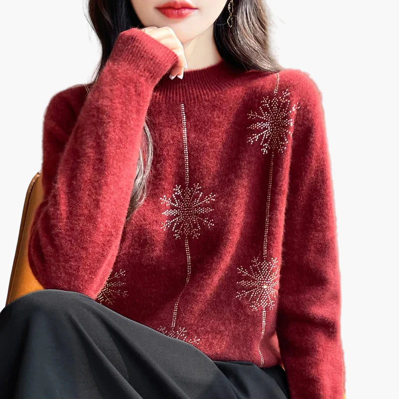 Damen Pullover mit Strass-Design, eleganter Winterpullover für Freizeit und Büro