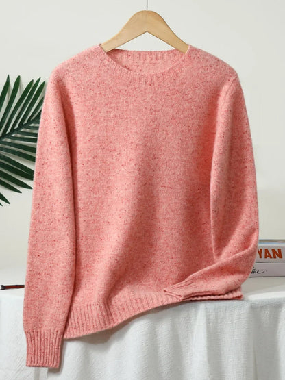 Unisex Langarm Pullover mit Rundhals und Sprenkelmuster