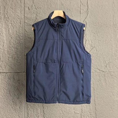 Men's winter vest, stand-up collar, quilted, zip-up, sleeveless
