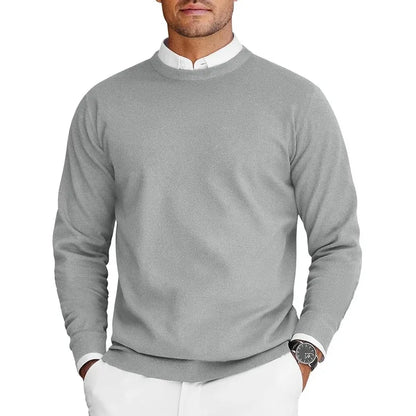 Men's fine-knit crew-neck sweater long-sleeve
