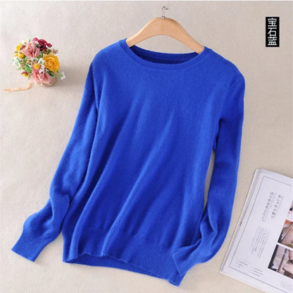 Women's Crew Neck Long-Sleeve Basic Knit Sweater in Many Colors