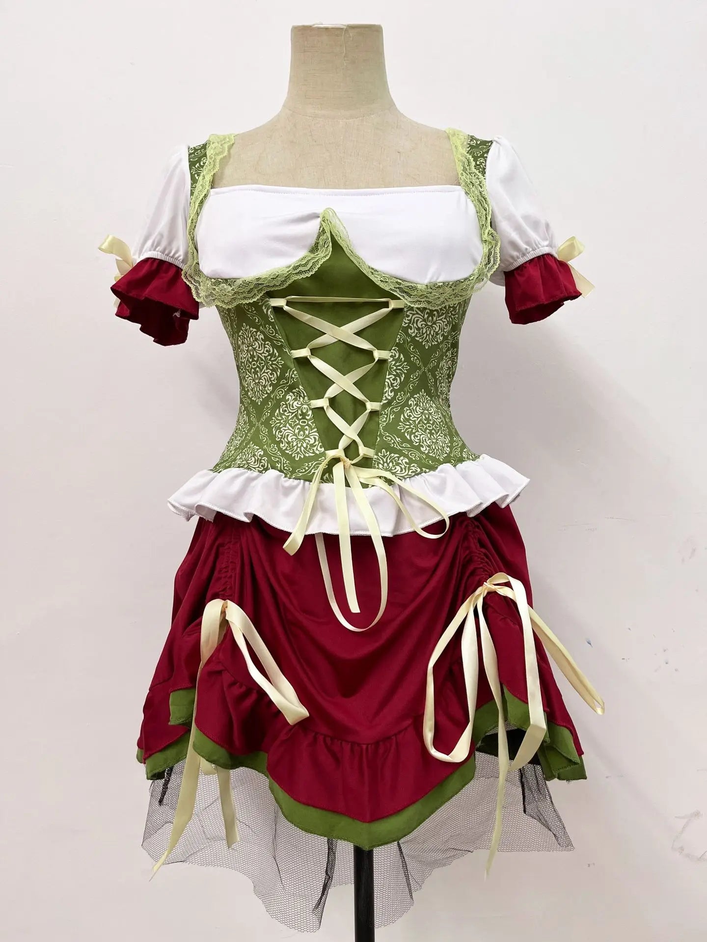 Women's dirndl costume with corset-style top & skirt in traditional costume style