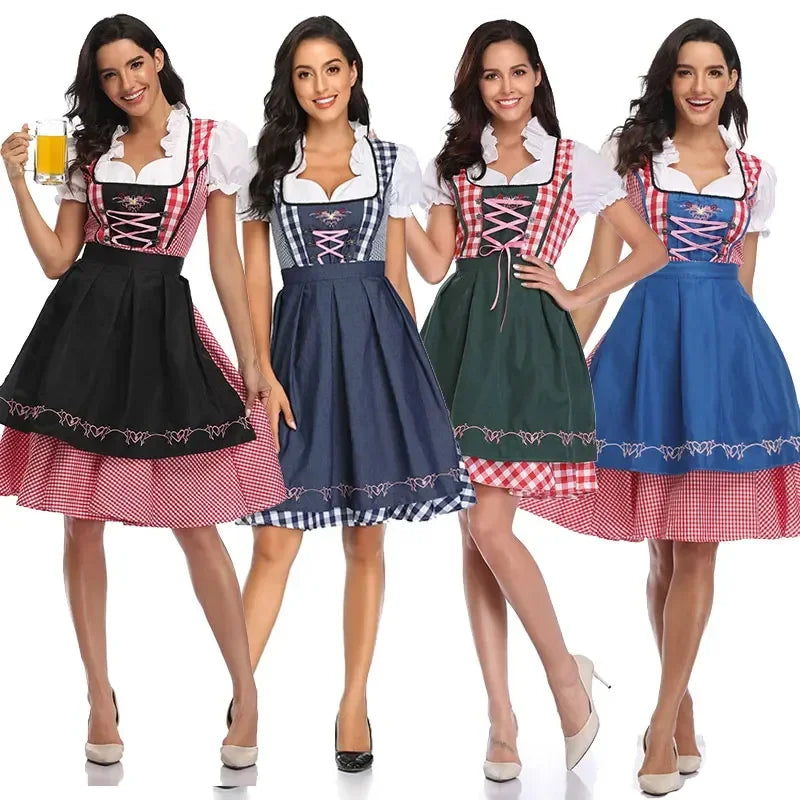 Traditional Women’s Checked Dirndl Dress