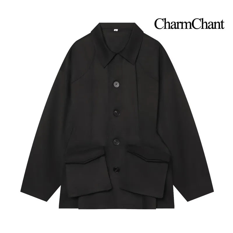 Loose-fit shirt jacket with collar and patch pockets