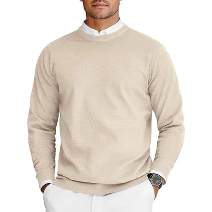 Men's fine-knit crew-neck sweater long-sleeve