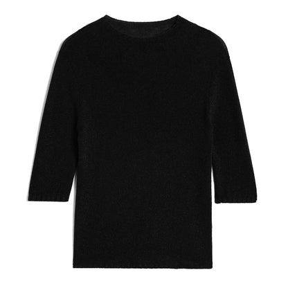 Women's Short-Sleeve Knit Sweater with Stand-Up Collar
