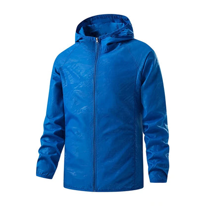 Lightweight hooded windbreaker jacket with zipper