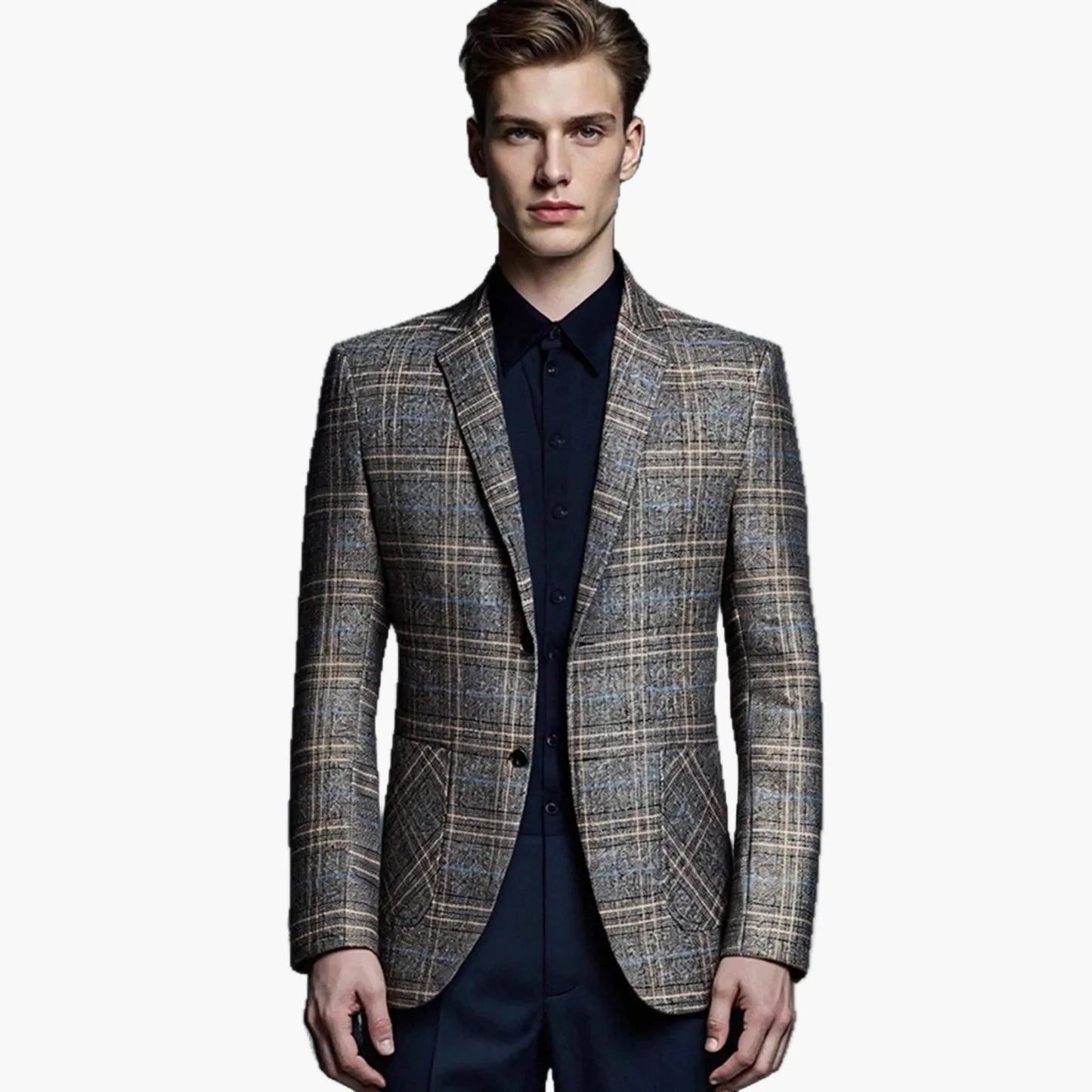 Men's Blazer Modern Business Checked – Elegant Blazer for Office & Events