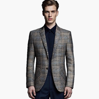 Men's Blazer Modern Business Checked – Elegant Blazer for Office & Events