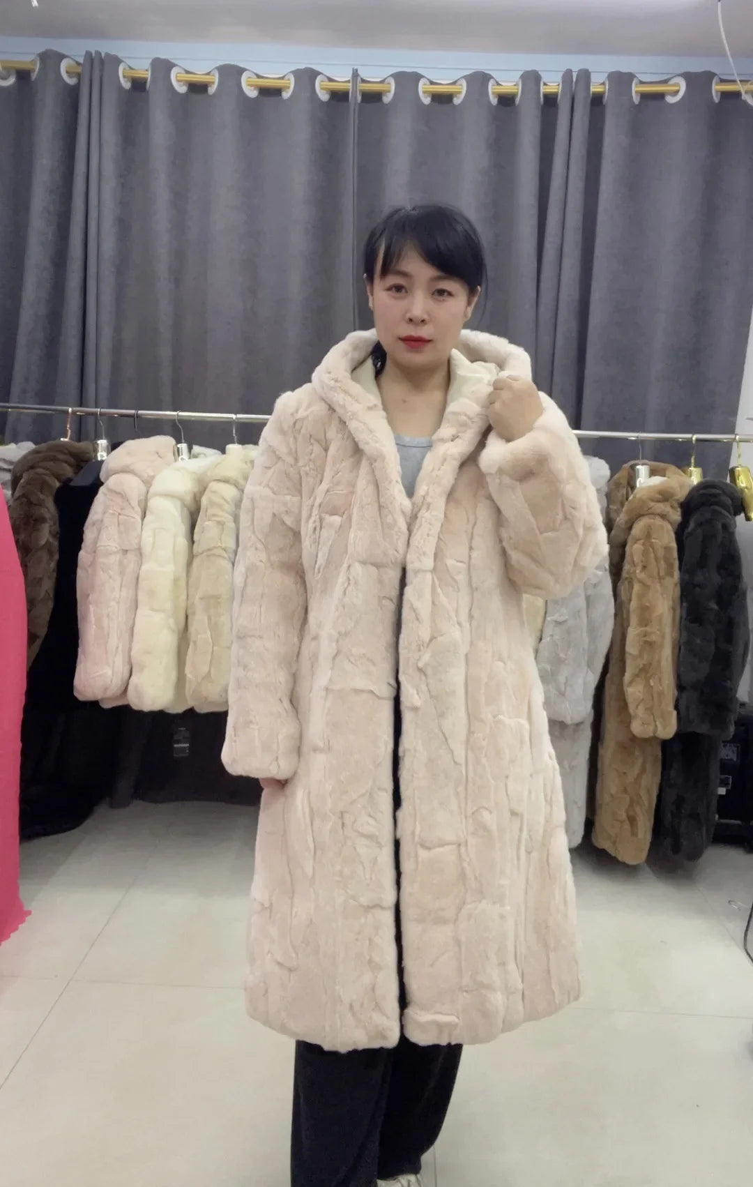 Women's hooded coat made of soft material